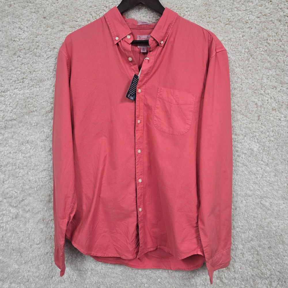 J.Crew Broken-In Oxford Shirt Mens L Slim Pink Organic Cotton Preppy